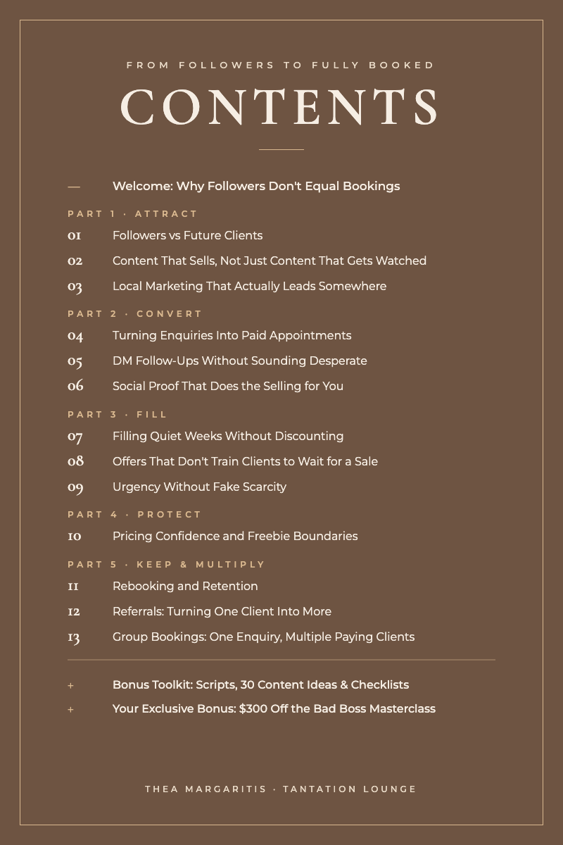 FROM FOLLOWERS TO FULLY BOOKED - COMING SOON