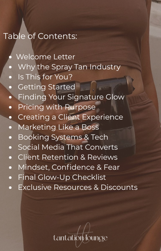 Download my FREE guide — How to Start Your Own Spray Tan Business